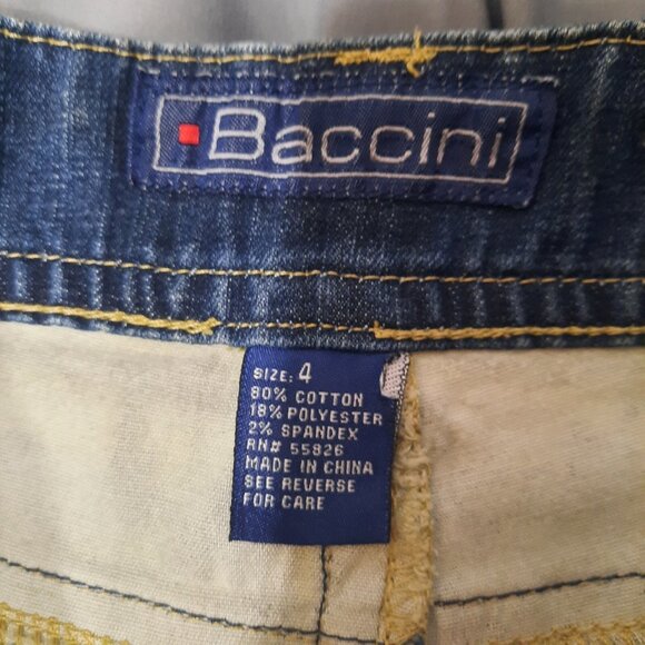 Y2K Mid Rise Denim Shorts M Blue Green Camouflage Flap Pockets Jean Shorts 2000s - Picture 8 of 8